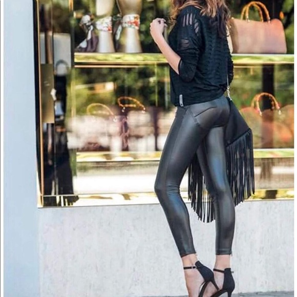 Pants - NWOT STRETCHY BLACK FAUX LEATHER LEGGINGS XL